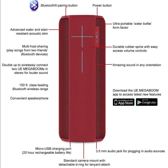 UE MEGABOOM WIRELESS WATER RESISTANT BLUETOOTH - Picture 2 of 3